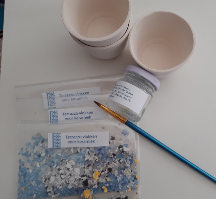 Terrazzo potjes - verf vlokken - Afbeelding 3