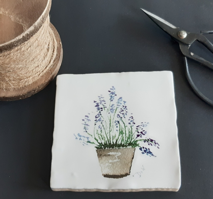 Keramisch tegeltje lavendel - Afbeelding 3