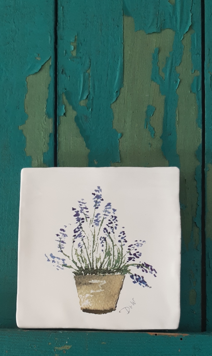 Keramisch tegeltje lavendel